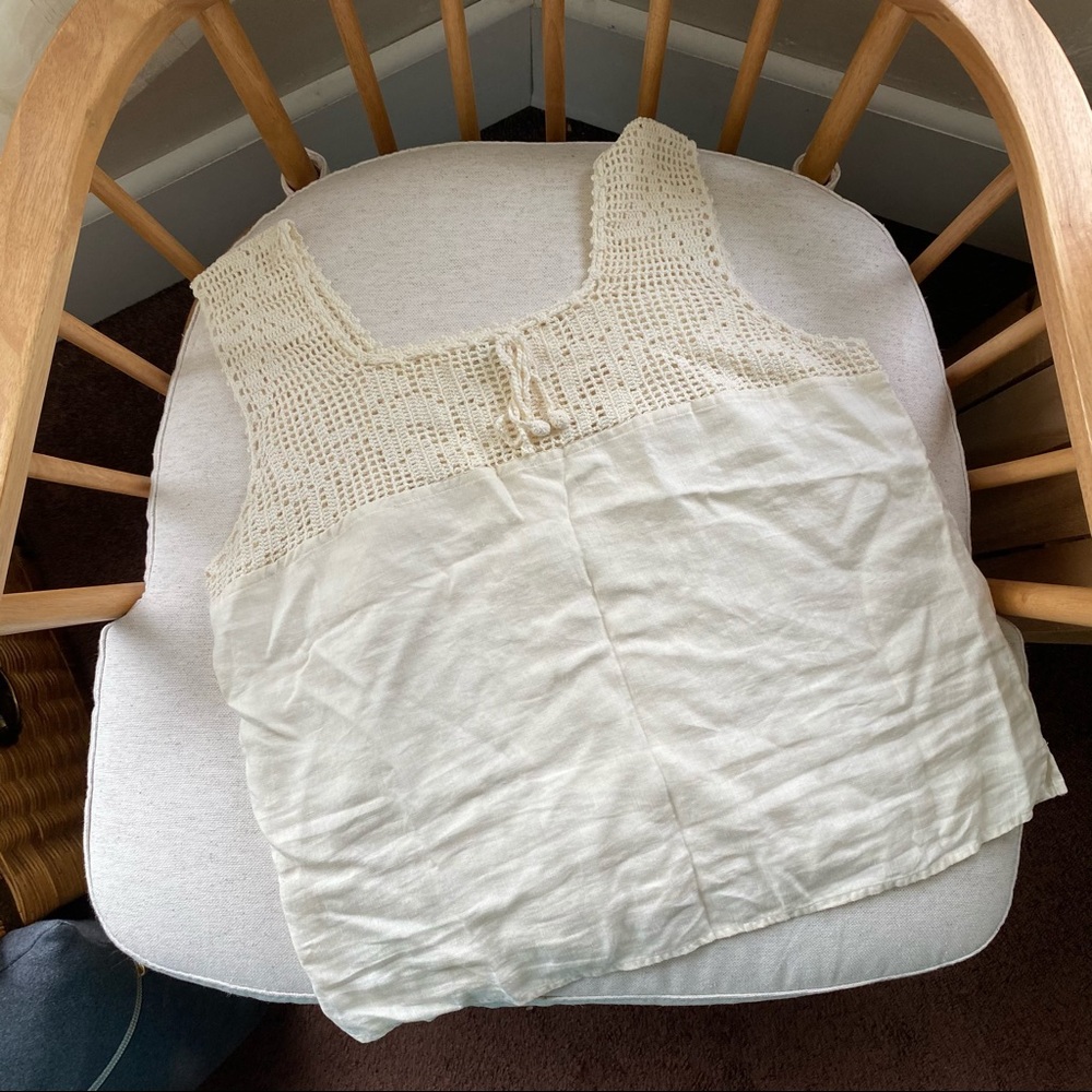 Cream Crocheted Tank Top